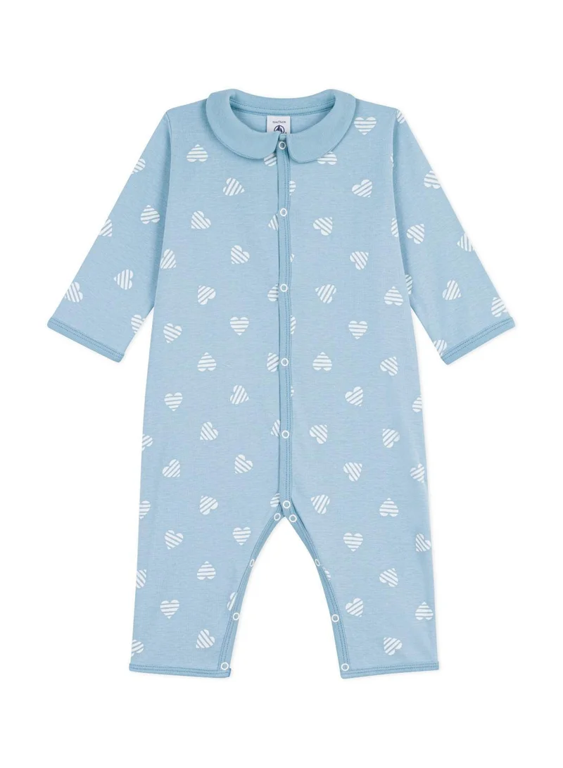 بيتي باتو Babies' heart print footless cotton pyjama suit with a collar